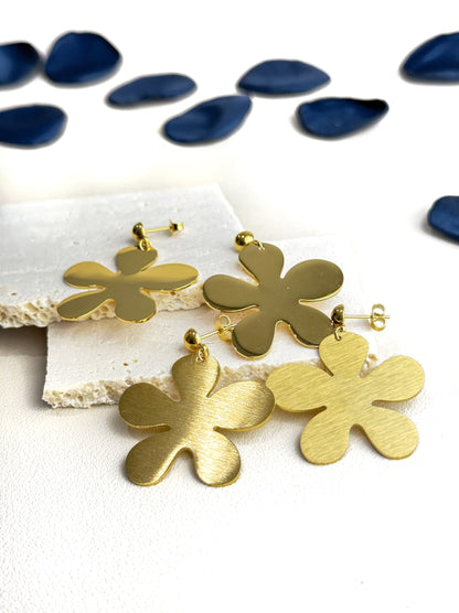 Flower gold steel earrings