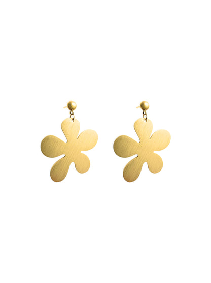 Boucles d'oreilles fleur en acier doré