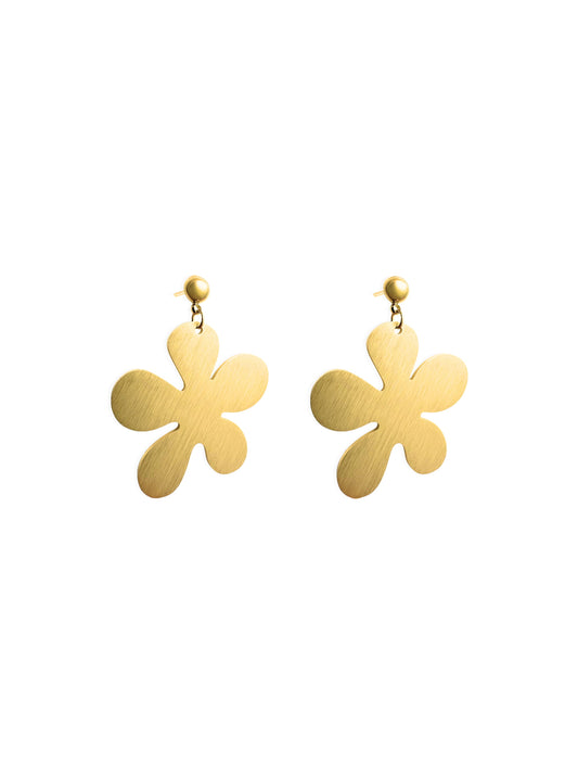 Flower gold steel earrings