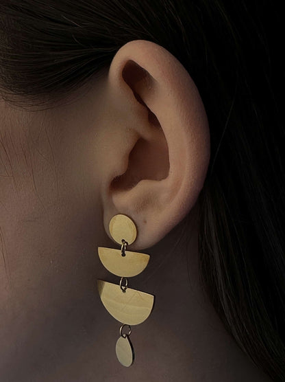 Boucles d'oreilles longues en acier doré