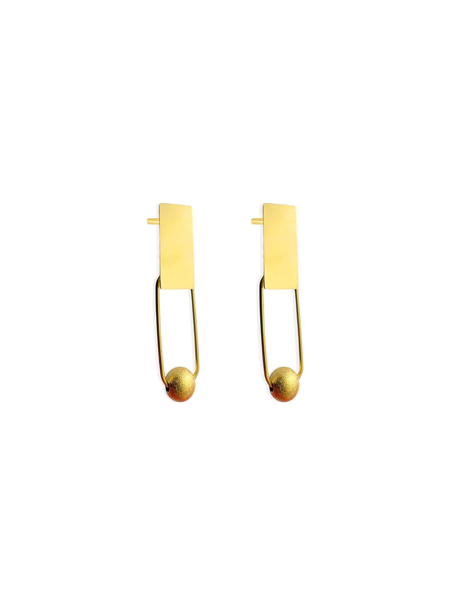 Golden steel earrings