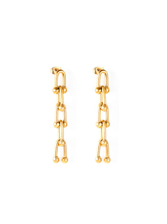 Long golden steel earrings