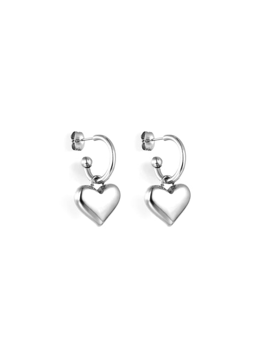 Heart silver steel hoops