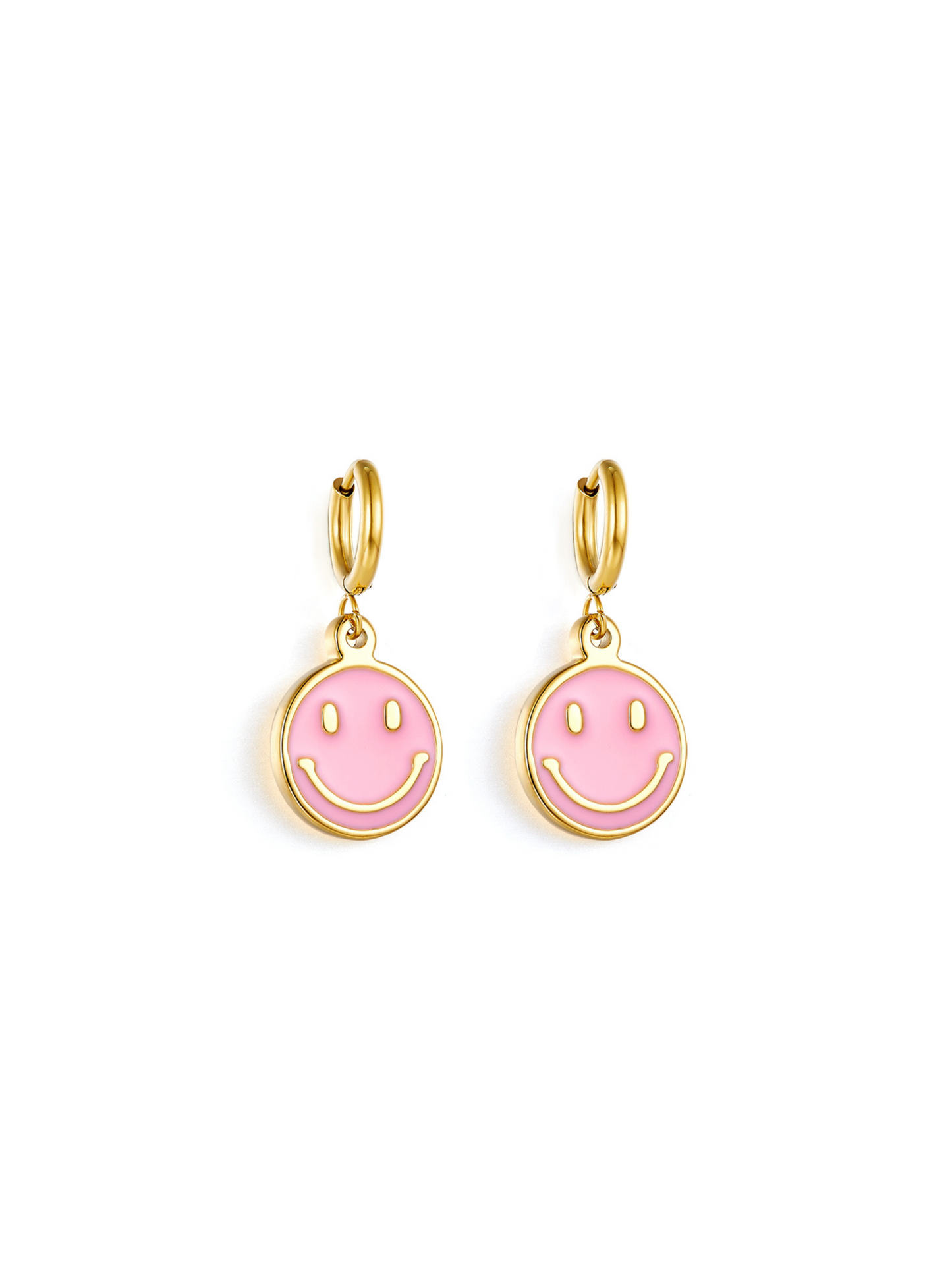 Pink smile gold steel hoops