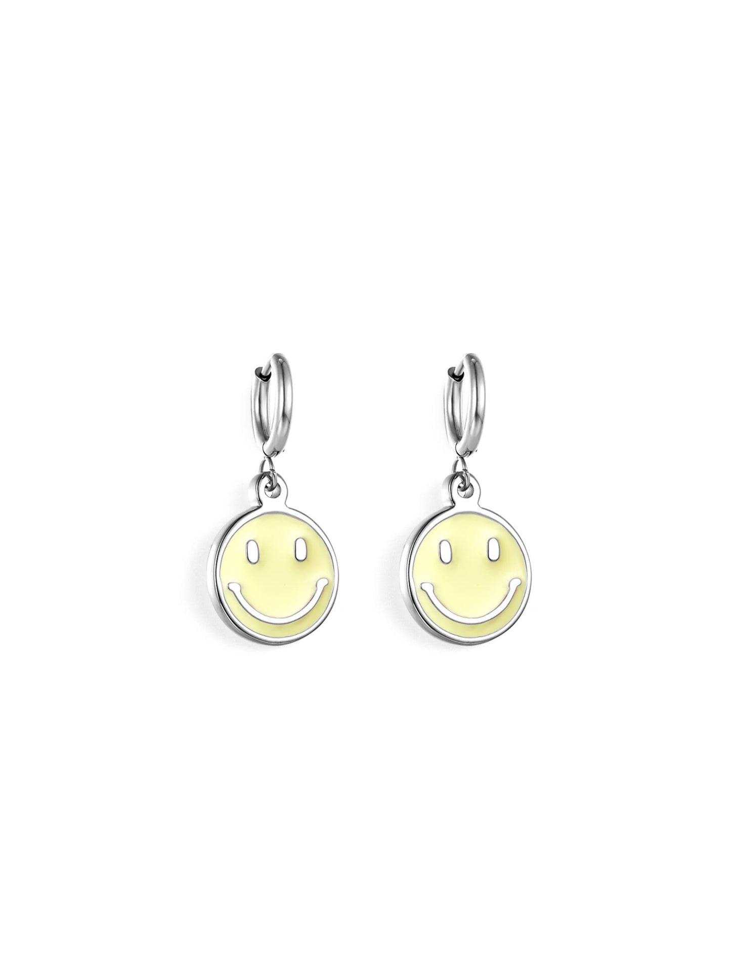 Smile yellow silver steel hoops