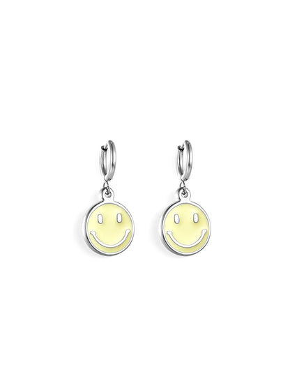 Smile yellow silver steel hoops