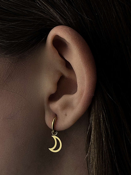 Star and moon gold steel hoops