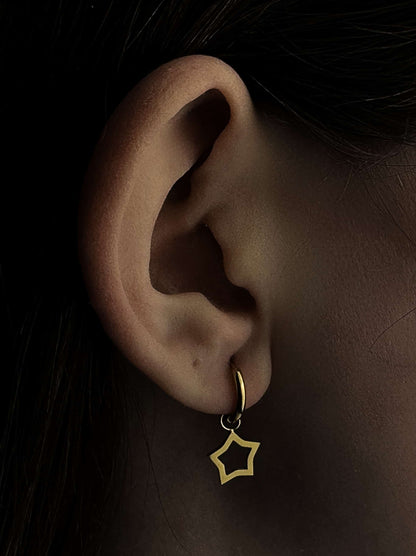 Star and moon gold steel hoops