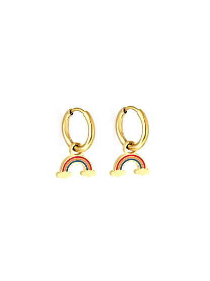 Rainbow gold steel hoops