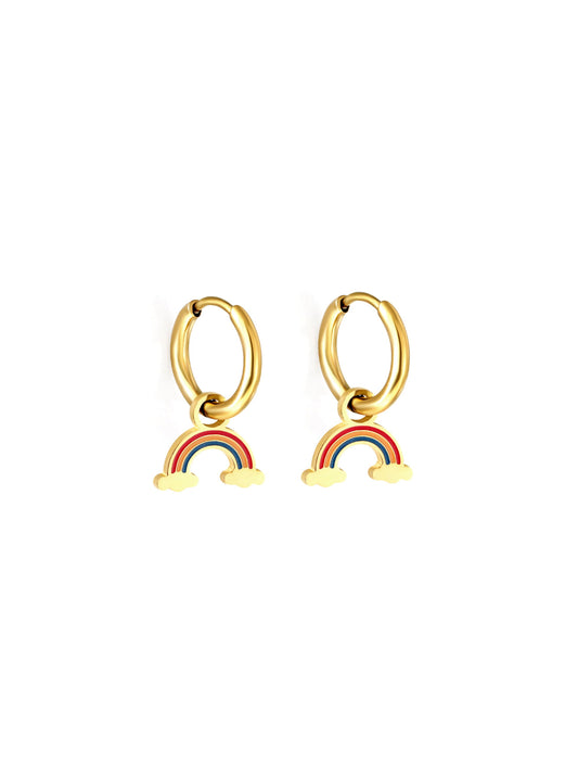 Rainbow gold steel hoops