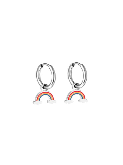 Rainbow silver steel hoops