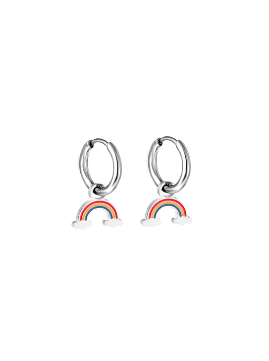 Rainbow silver steel hoops