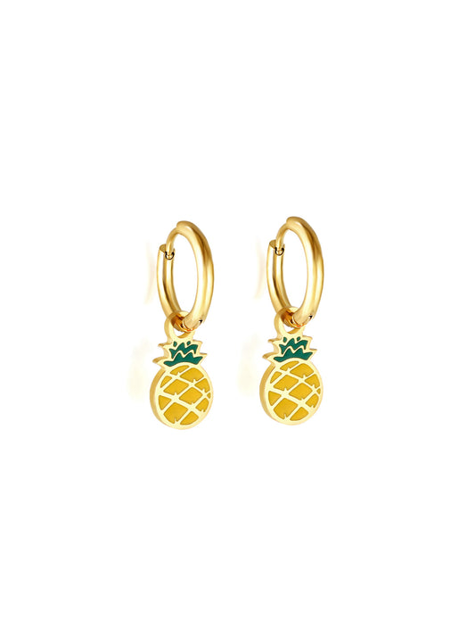 Pineapple gold steel hoops