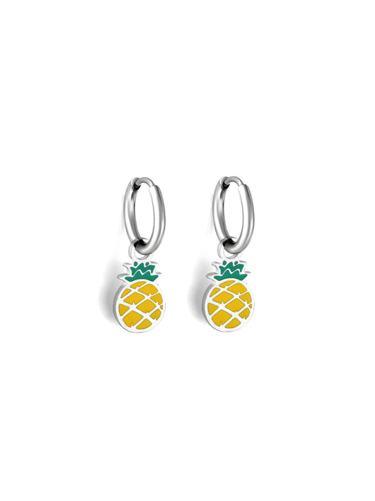 Pineapple silver steel hoops