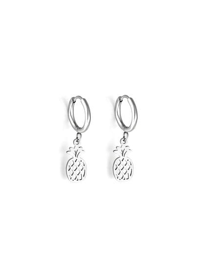 Pineapple silver steel hoops