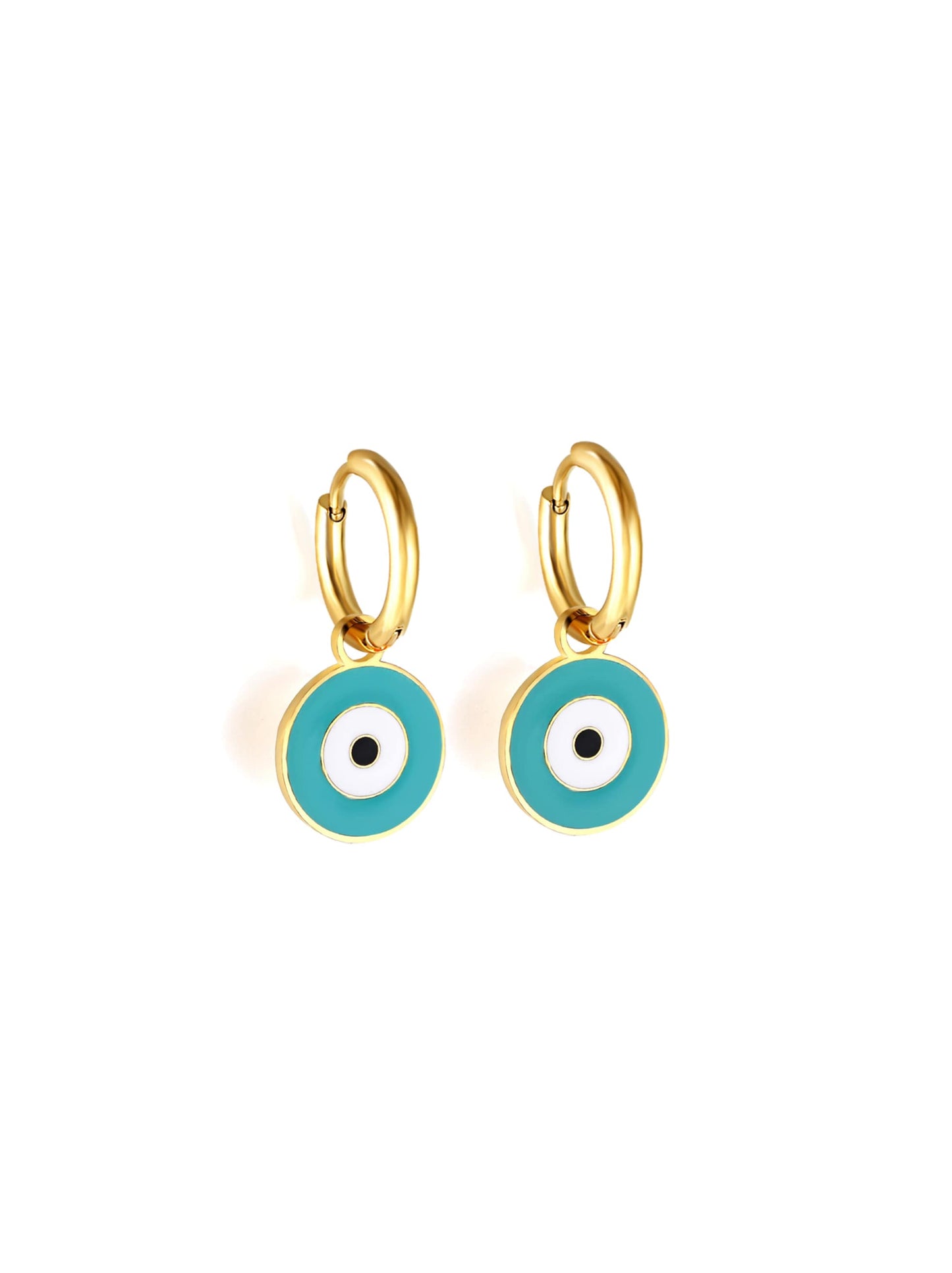 Blue eye gold steel hoops