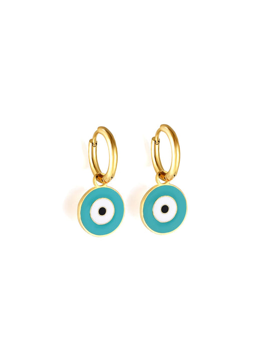 Blue eye gold steel hoops