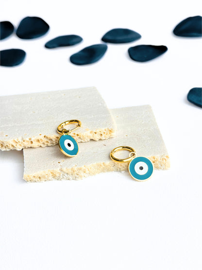 Blue eye gold steel hoops