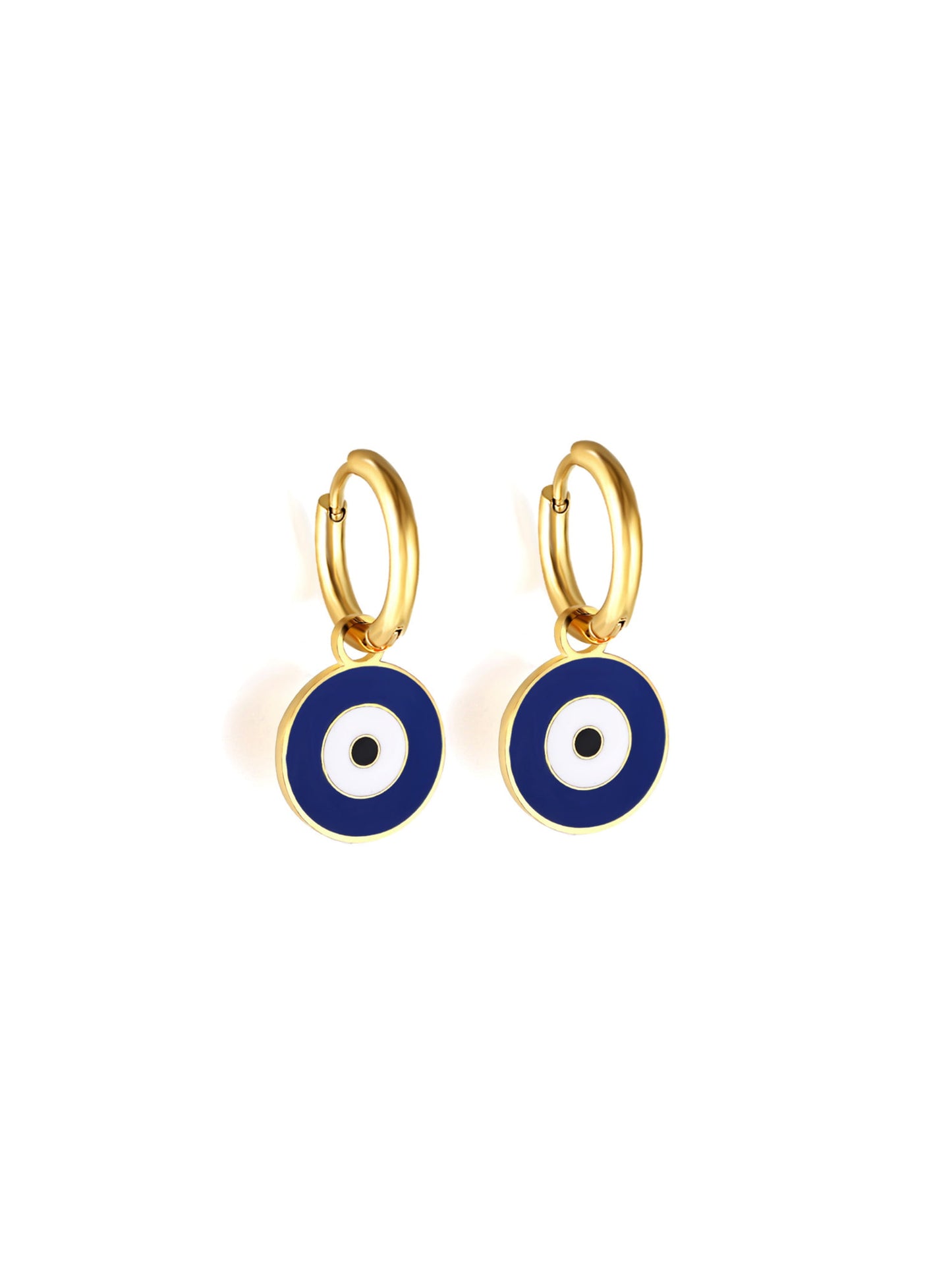 Blue eye gold steel hoops