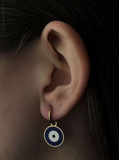 Blue eye gold steel hoops