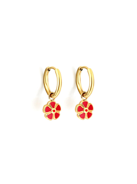 Red flower golden steel hoops