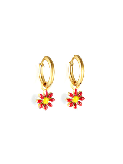 Red flower golden steel hoops