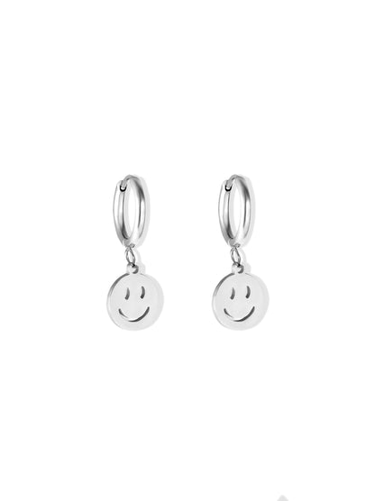 smile silver steel hoops