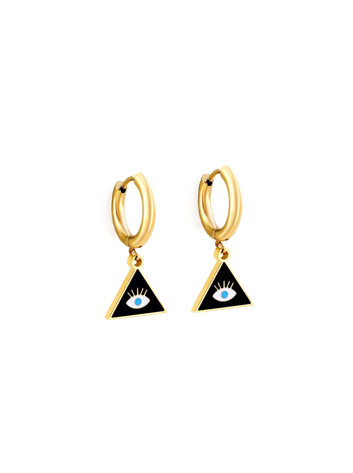 Triangle gold steel hoops with eye