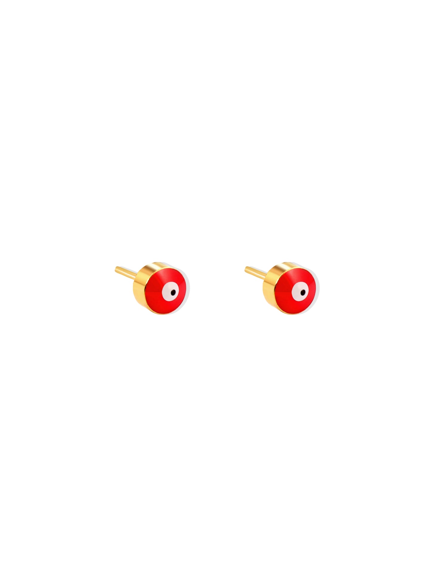 Red eye gold steel earrings