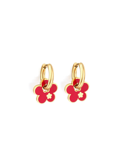 Red flower golden steel hoops