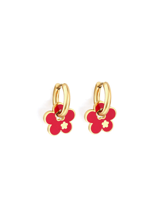 Red flower golden steel hoops