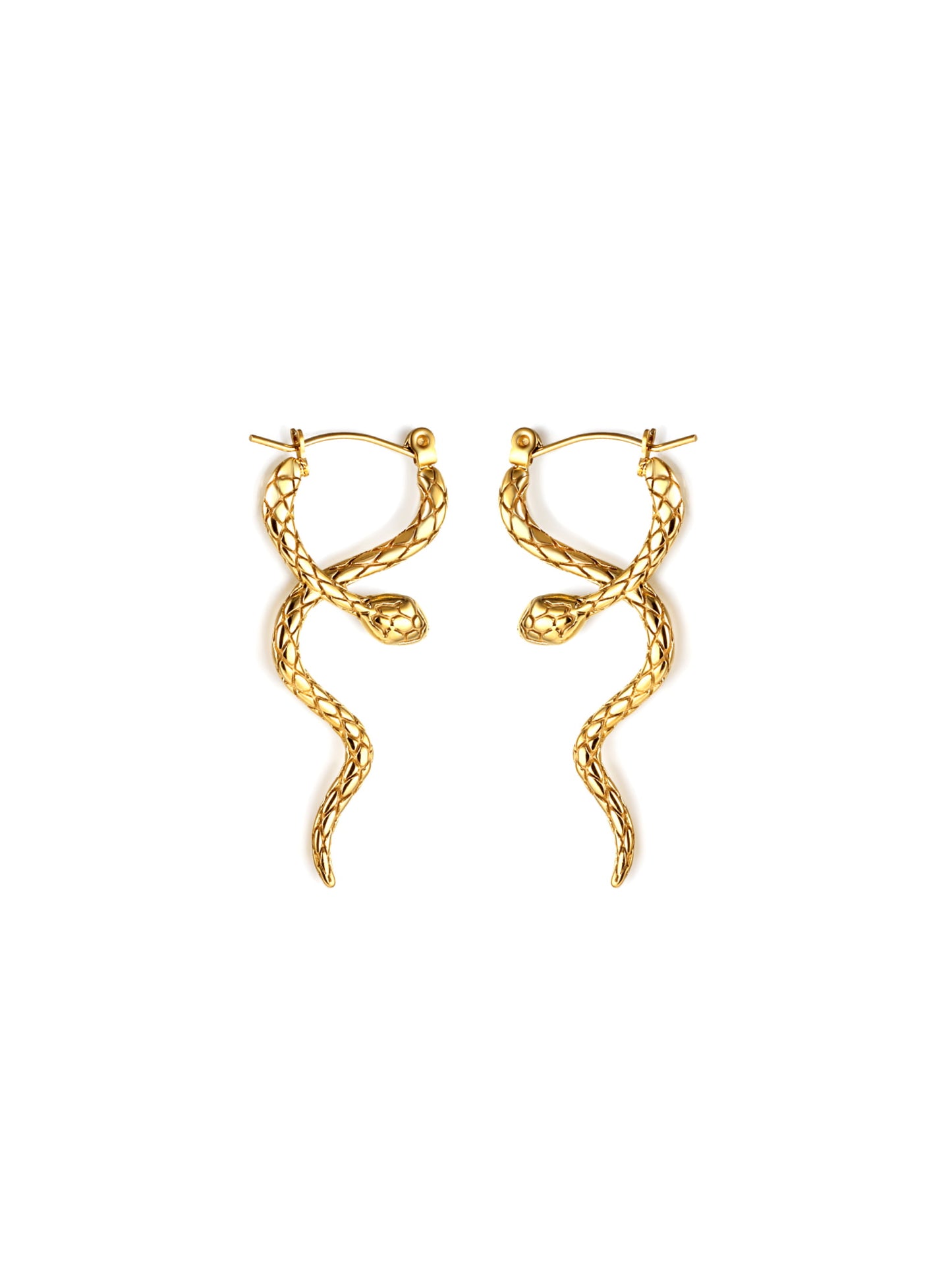 Snake gold steel earrings