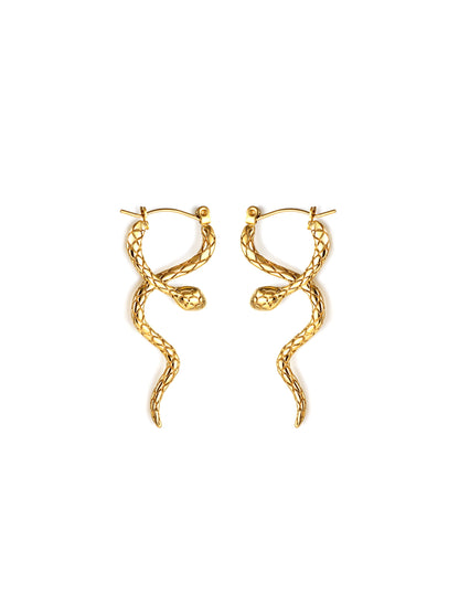 Snake gold steel earrings