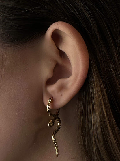 Snake gold steel earrings