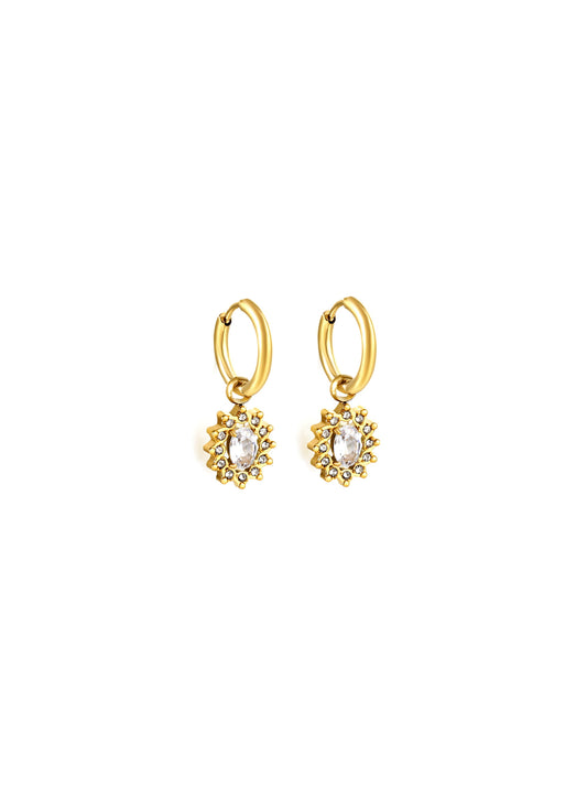 Boucles d'oreilles acier doré cristal