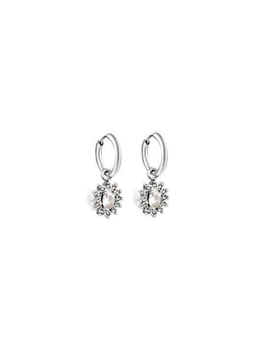 Crystal silver steel earrings