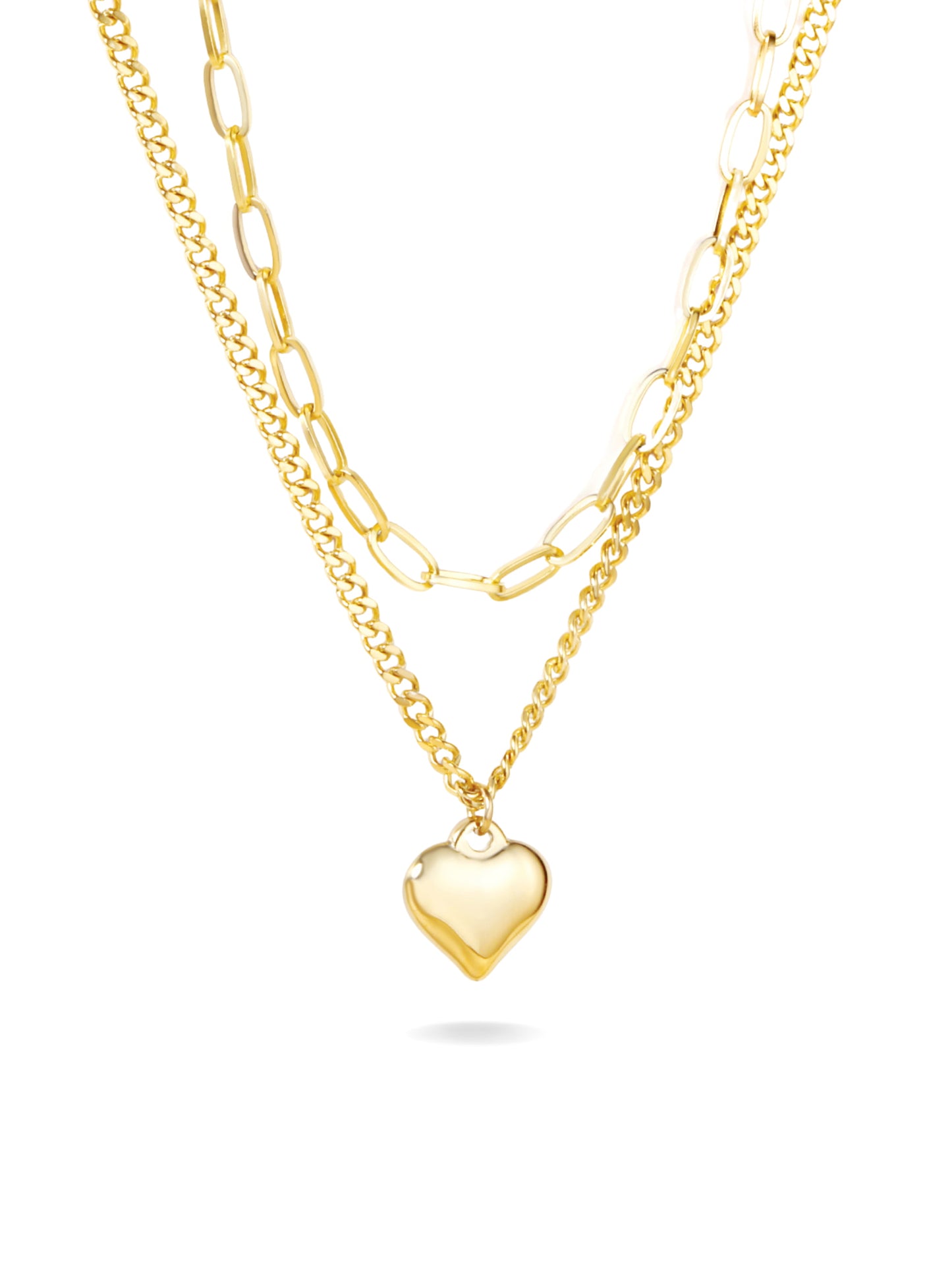 Golden steel heart chain necklace