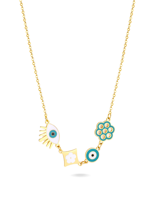 Eyes gold steel necklace