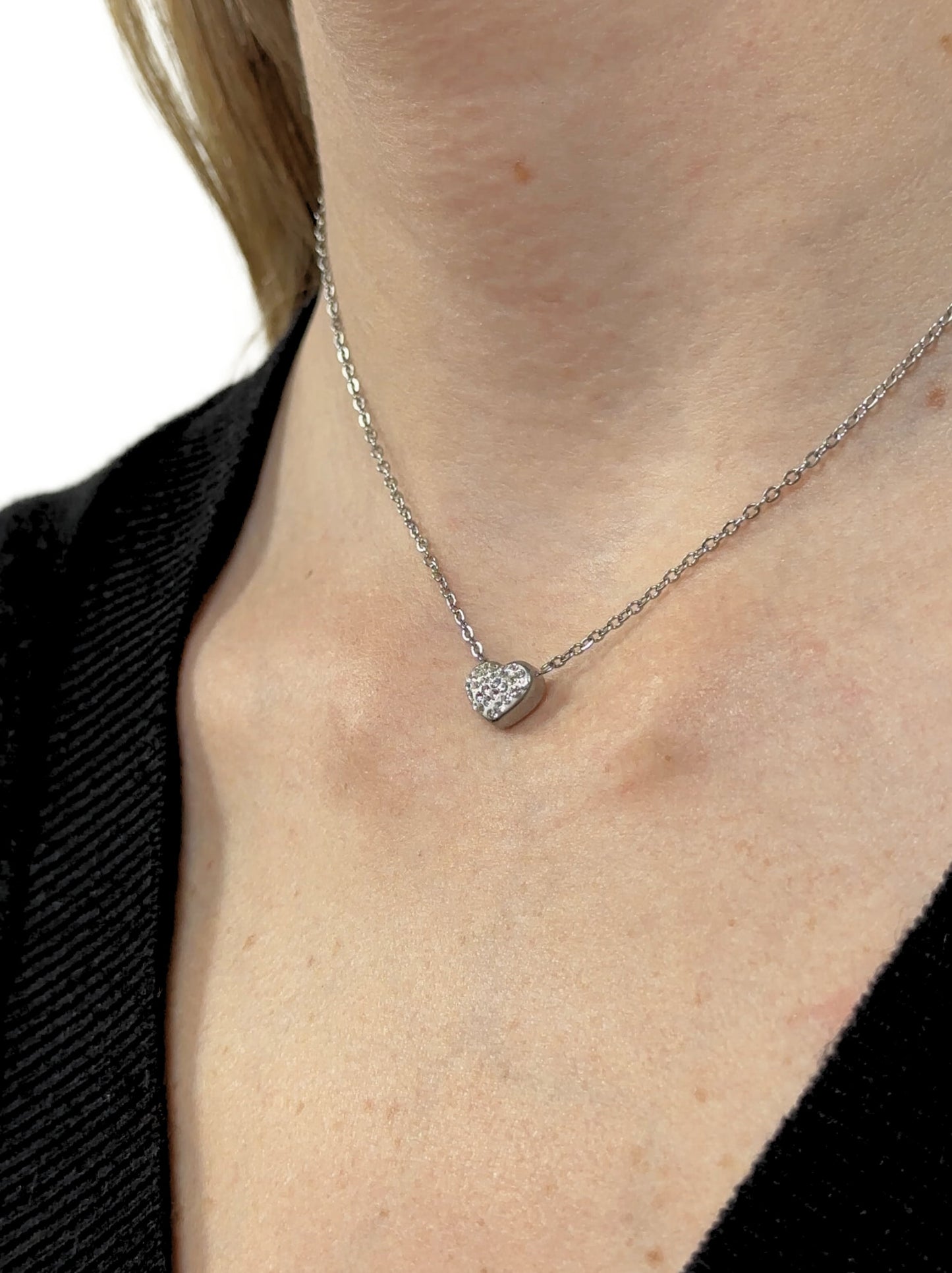 Collier acier argenté coeur