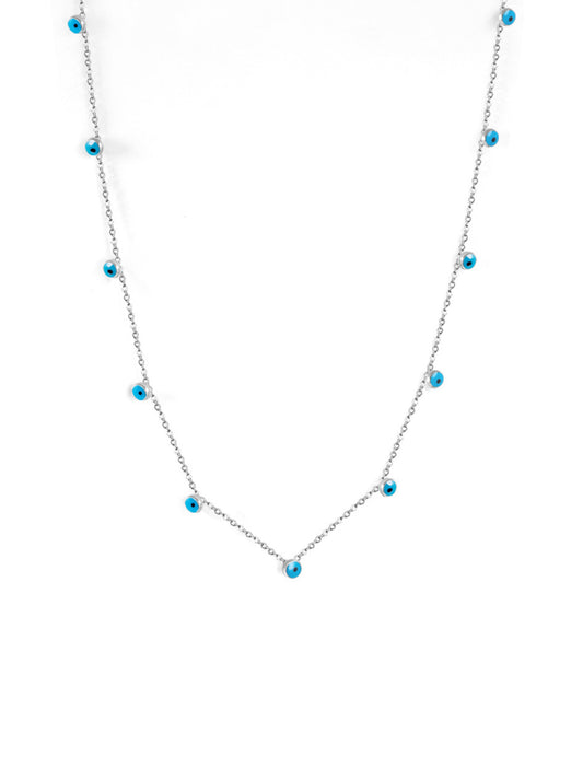 Collier yeux en acier argenté