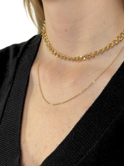 Golden steel chain necklace