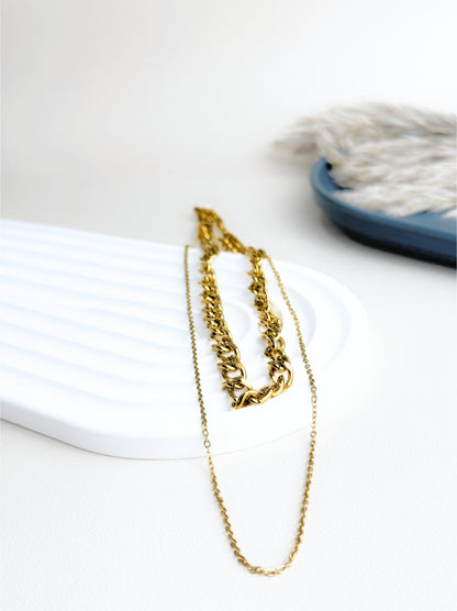 Golden steel chain necklace