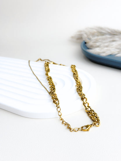 Golden steel chain necklace