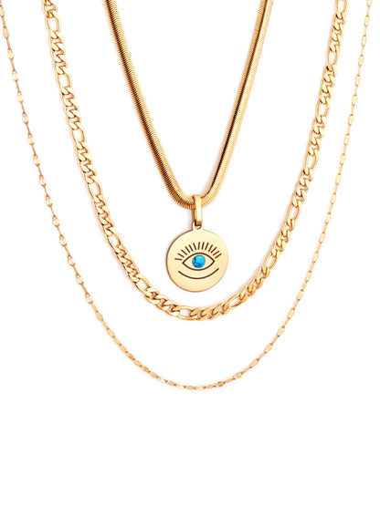 Golden Steel Eye Necklace