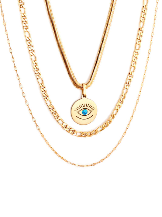 Golden Steel Eye Necklace