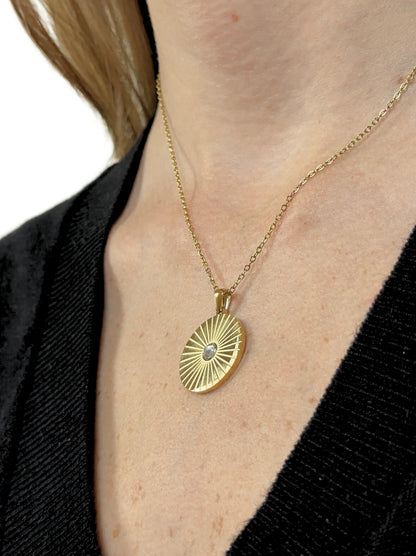 Golden Steel Medal Necklace