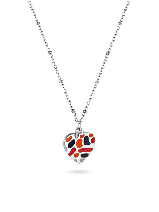 Collier acier argenté coeur estampillé