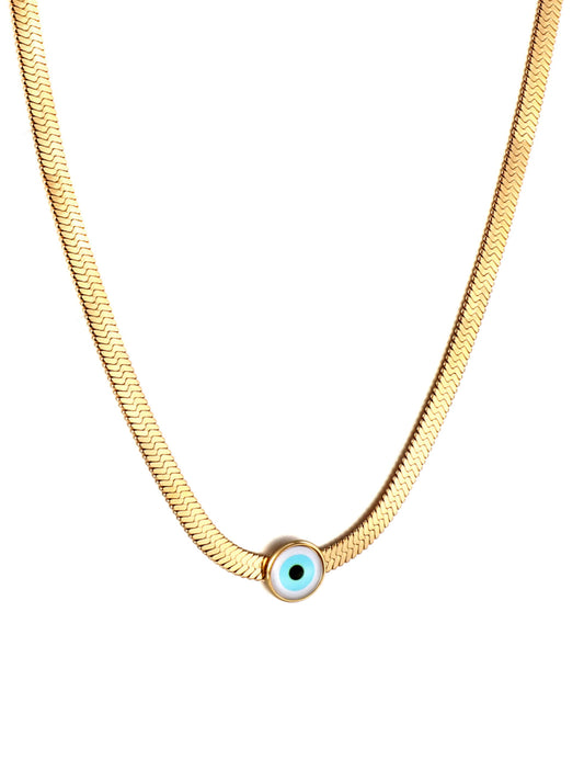 Snake gold steel necklace with eye