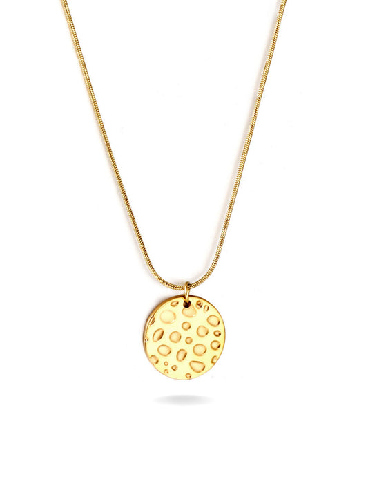 Colar de aço dourado medalha