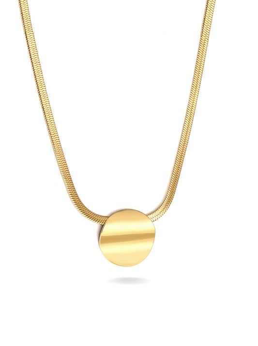 Golden Steel Medal Necklace